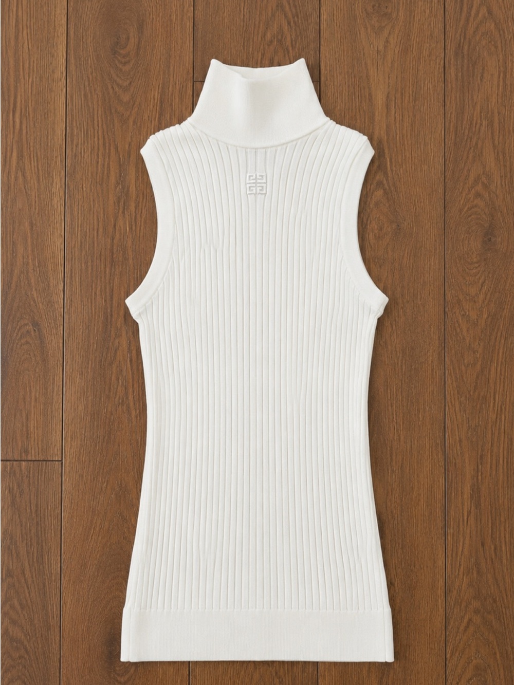 Givenchy Cream Ribbed Sleeveless Turtleneck Top